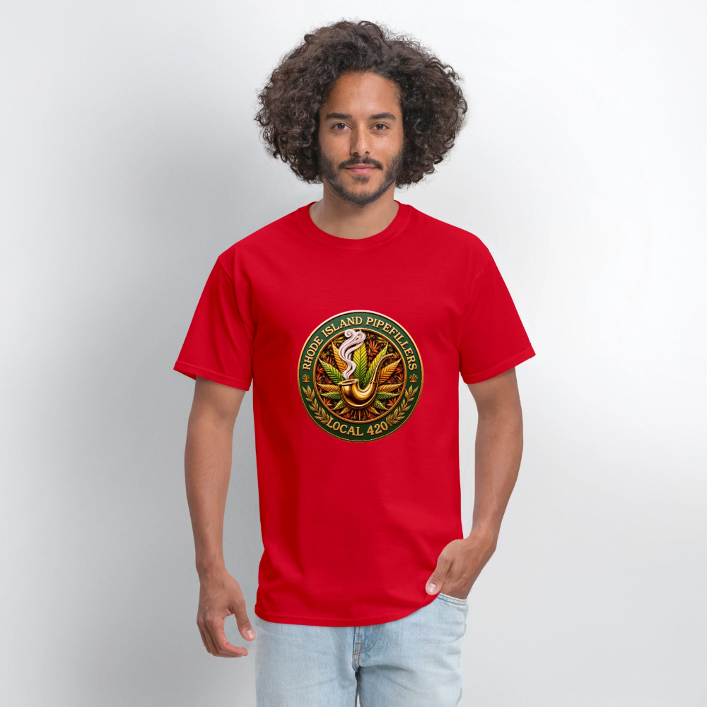 RHODE ISLAND PIPEFILLERS LOCAL 420 F/B DESIGNS Men's T-Shirt - red