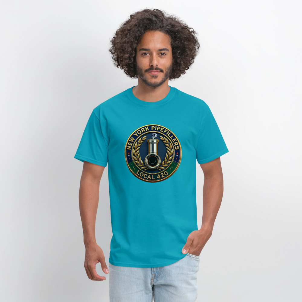 NEW YORK PIPEFILLERS LOCAL 420 F/B DESIGNS Men's T-Shirt - turquoise