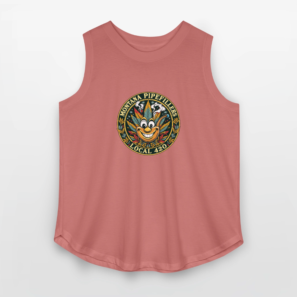 MONTANA PIPEFILLERS LOCAL 420 Women's Curvy Relaxed Tank Top - mauve