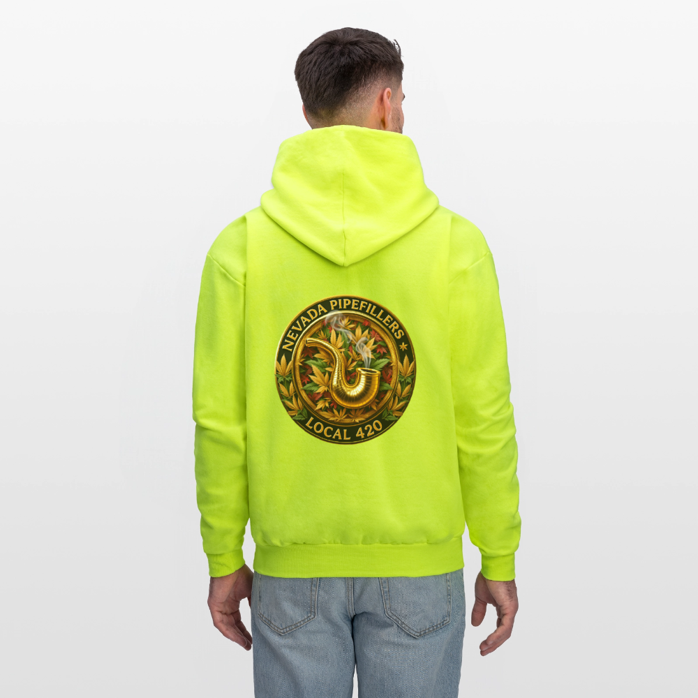 NEVADA PIPEFILLERS LOCAL 420  F/B DESIGN Men's Hoodie - safety green