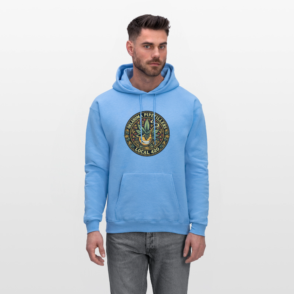 OKLAHOMA PIPEFILLERS LOCAL 420  Men's Hoodie - carolina blue