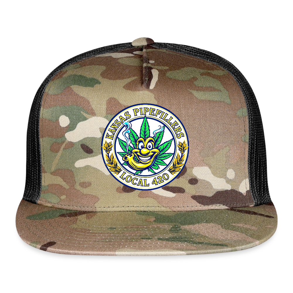 KANSAS PIPEFILLERS LOCAL 420 CAMO Trucker Hat - MultiCam\black