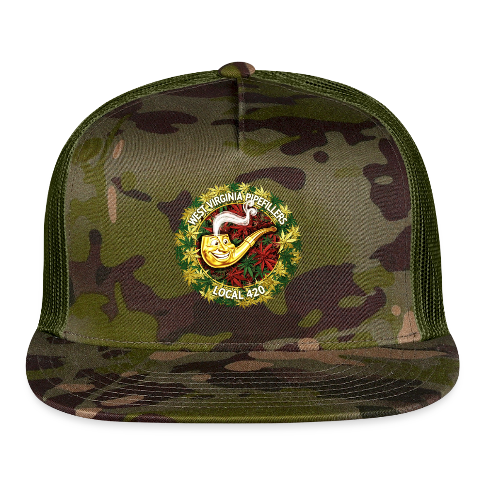 WEST VIRGINIA PIPIEFILLERS LOCAL 420 CAMO Trucker Hat - MultiCam\green