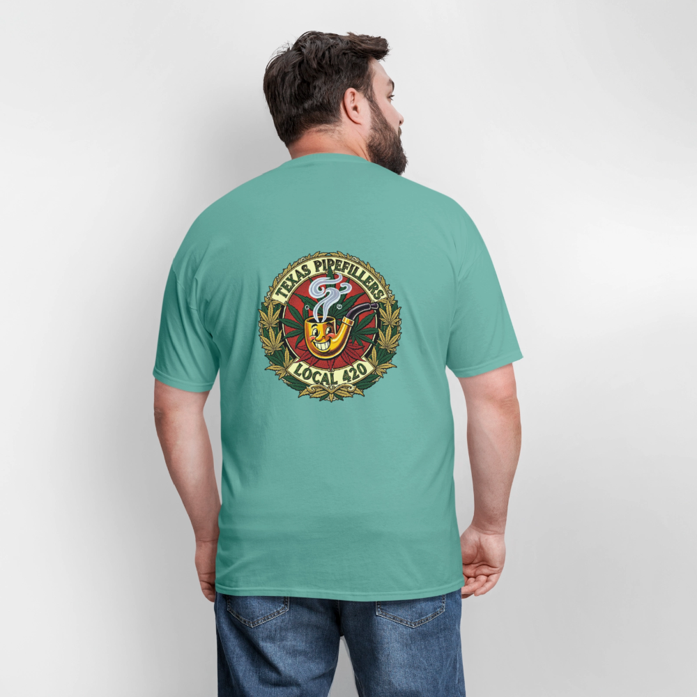 TEXAS PIPEFILLERS LOCAL 420 F.B DESIGN Men's T-Shirt - aquatic
