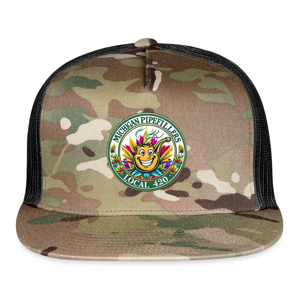 MICHIGAN PIPEFILLERS LOCAL 420 CAMO Trucker Hat - MultiCam\black