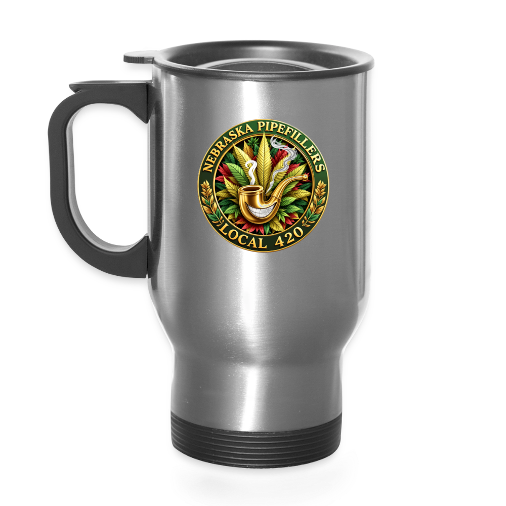 NEBRASKA PIPEFILLERS LOCAL 420 Travel Mug 14oz Stainless Steel Travel Tumbler Mug - silver