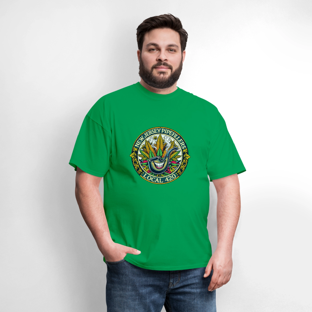 NEW JERSEY PIPEFILLERS LOCAL 420  Men's T-Shirt - bright green