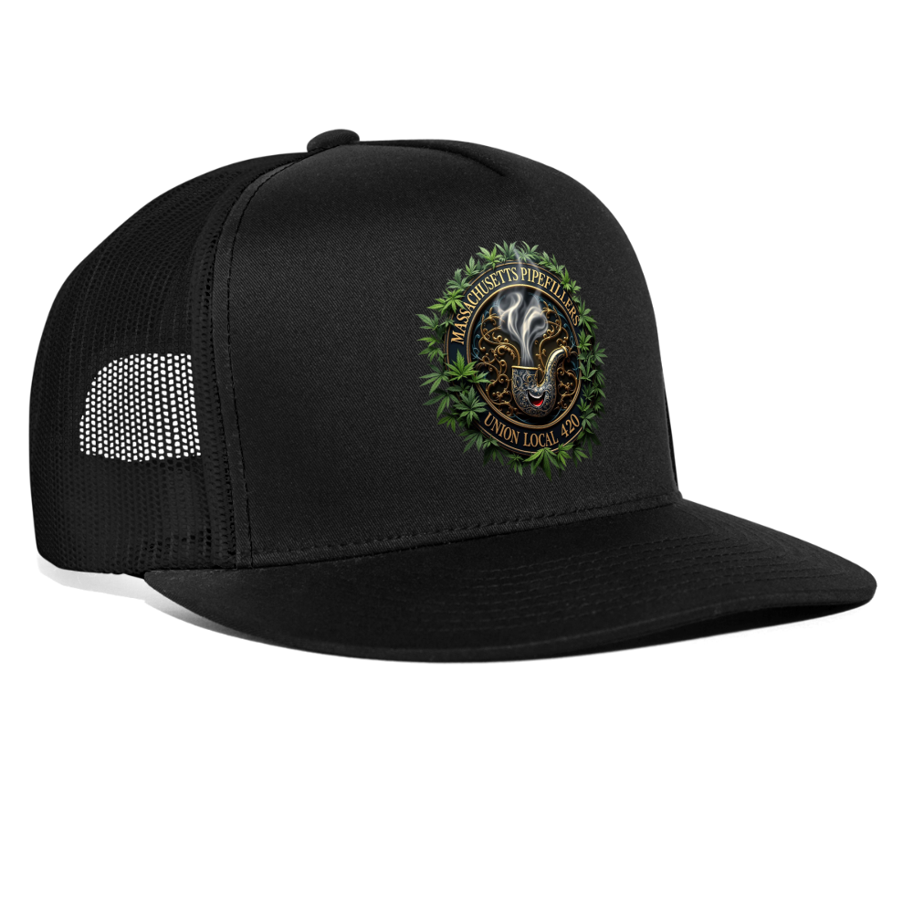 MASSACHUSETTS PIPEFILLERS LOCAL 420 Trucker Hat - black/black
