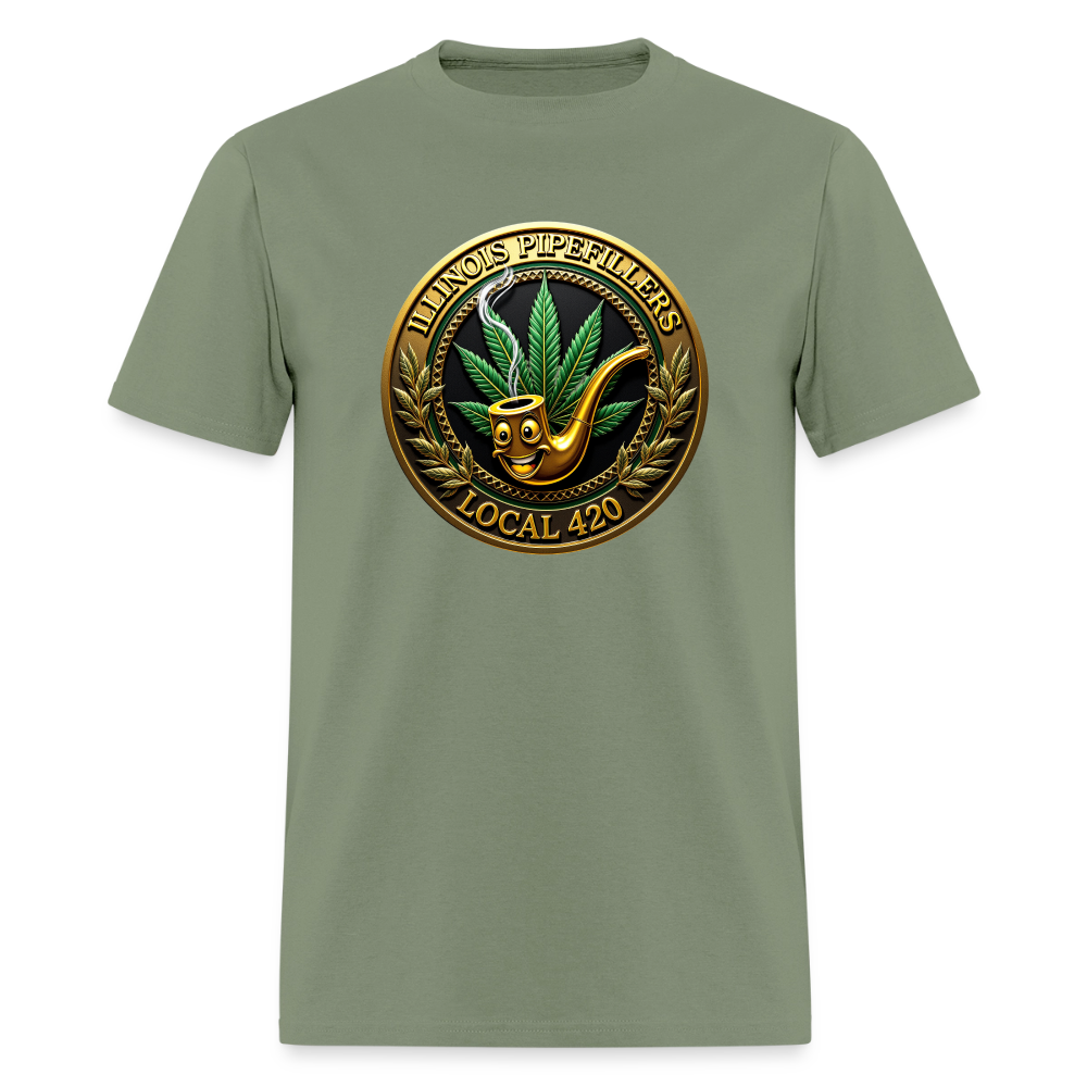ILLINOIS PIPEFILLERS LOCAL 420 F/B EMBLEMS Men's T-Shirt - military green
