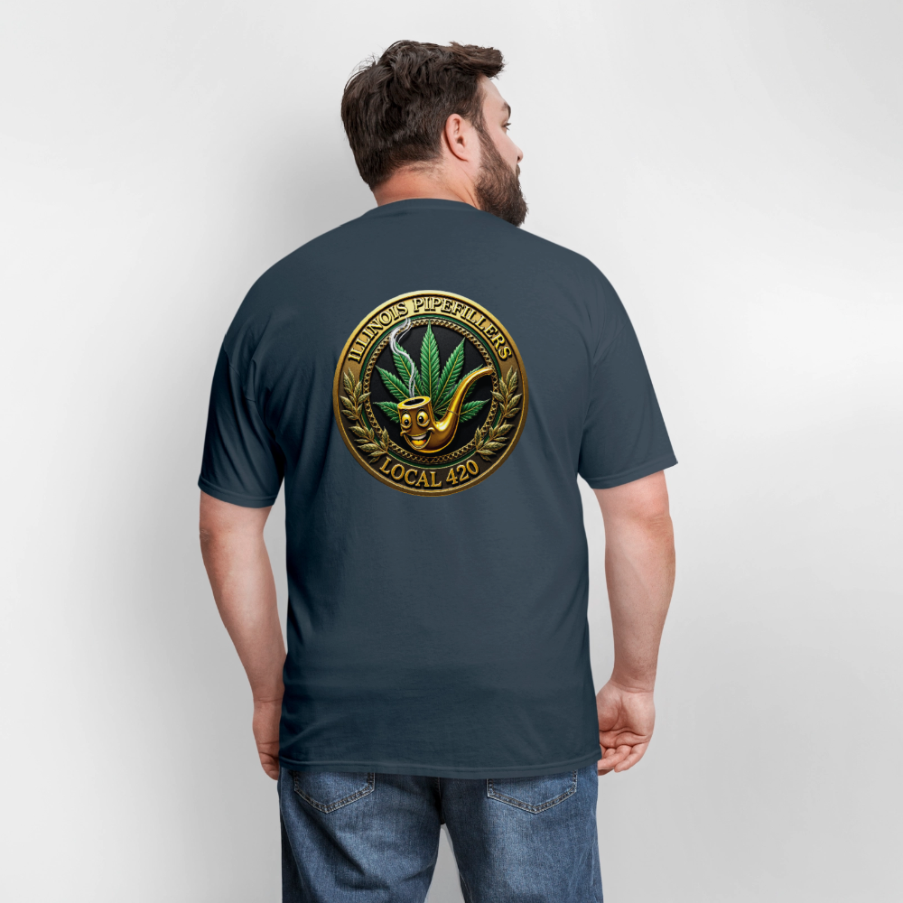 ILLINOIS PIPEFILLERS LOCAL 420 F/B DESIGN Men's T-Shirt -  blue dusk