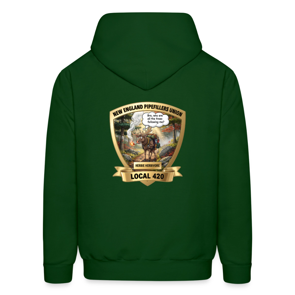 NEW ENGLAND PIPEFILLERS LOCAL 420 HERBIE HERBIVORE F/B EMBLEMS Men's Hoodie - forest green