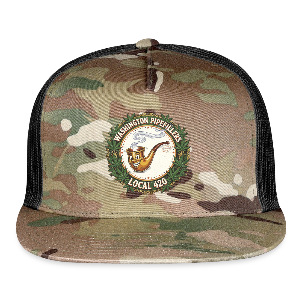 WASHINGTON PIPEFILLERS LOCAL 420 CAMO Trucker Hat - MultiCam\black