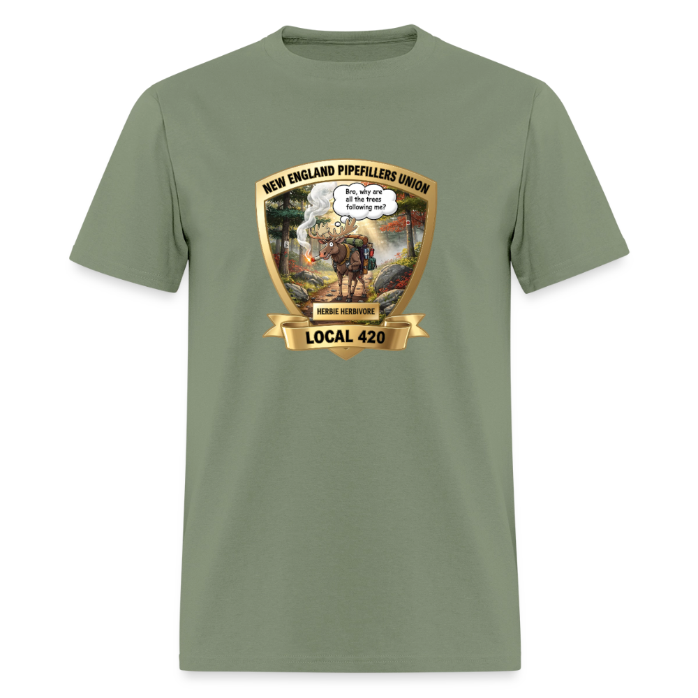 NEW ENGLAND PIPEFILLERS LOCAL 420 HERBIE HERBIVORE Men's T-Shirt - military green