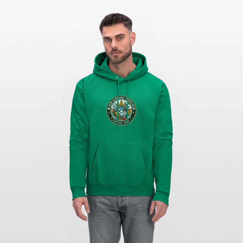 NEW HEMPSHIRE PIPEFILLERS LOCAL 420 2 EMBLEM Men's Hoodie - kelly green