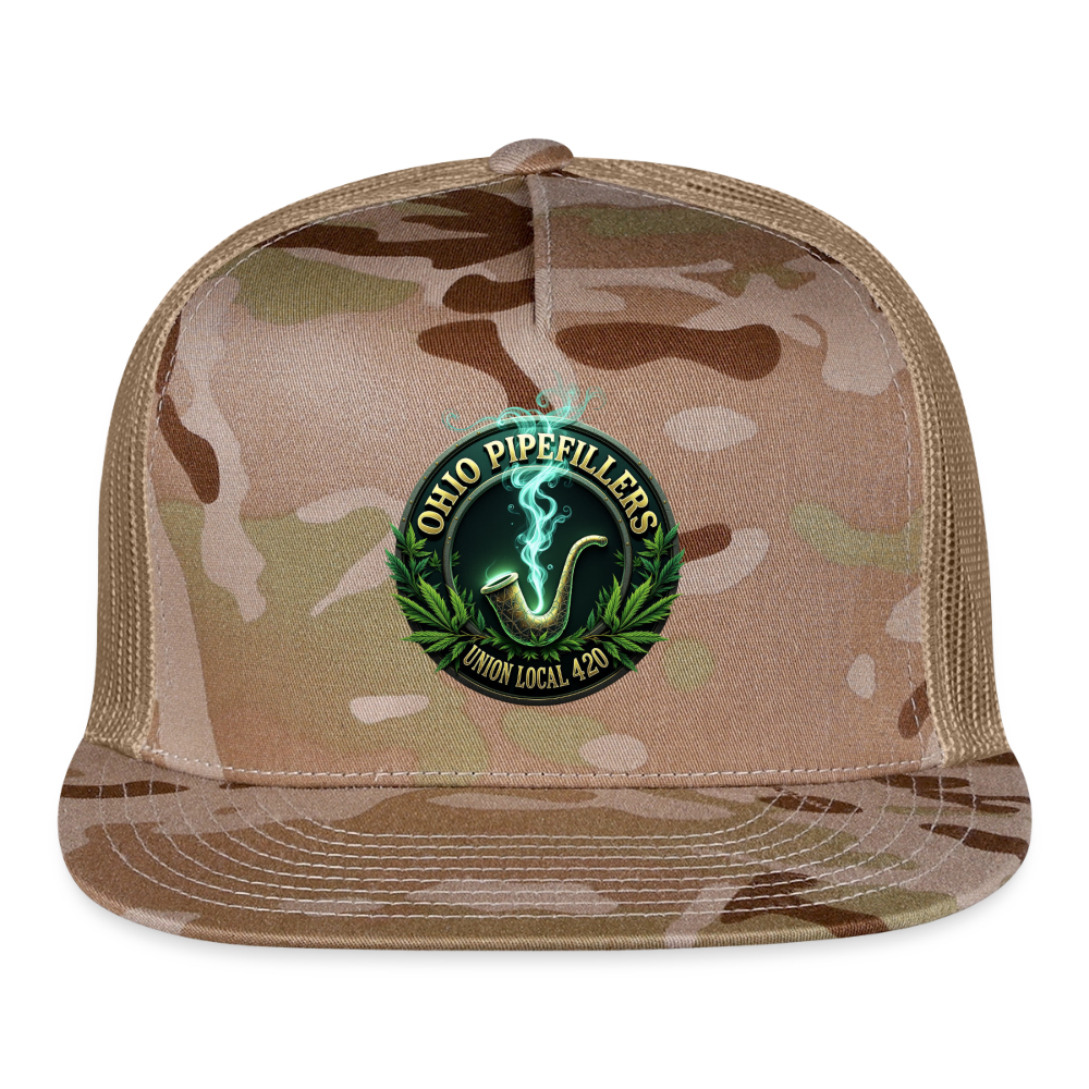 OHIO PIPEFILLERS UNION LOCAL 420 CAMO Trucker Hat - MultiCam\tan