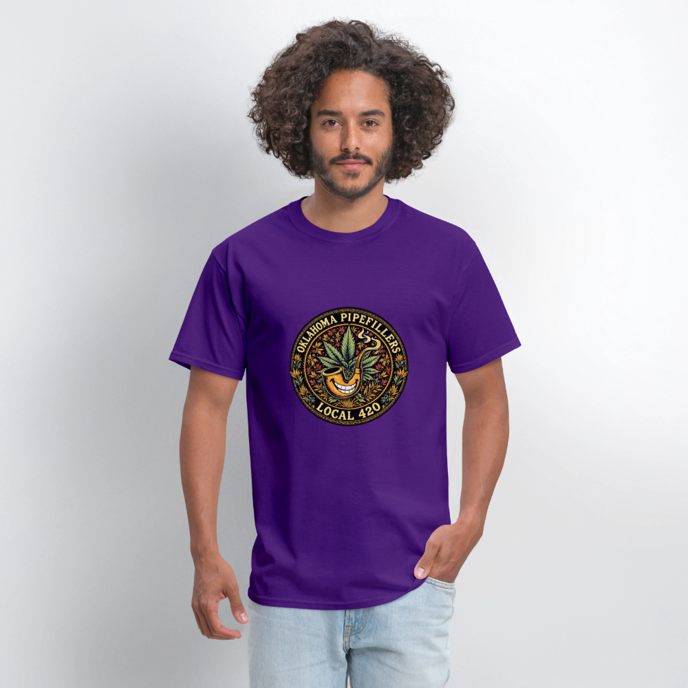 OKLAHOMA PIPEFILLERS LOCAL 420  F/B DESIGNS Men's T-Shirt - purple