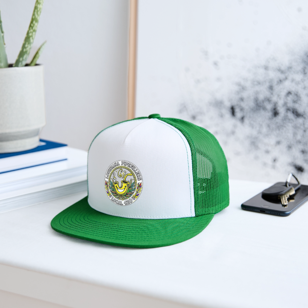 LOUISIANA PIPEFILLERS LOCAL 420 Trucker Hat - white/kelly green