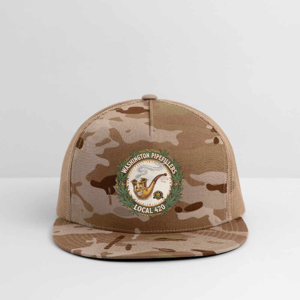 WASHINGTON PIPEFILLERS LOCAL 420 CAMO Trucker Hat - MultiCam\tan