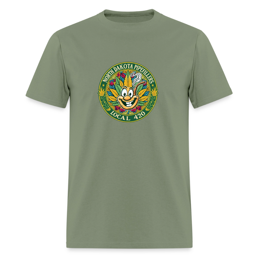 NORTH DAKOTA PIPEFILLERS LOCAL 420 F/B 2 DESIGNS Men's T-Shirt - military green