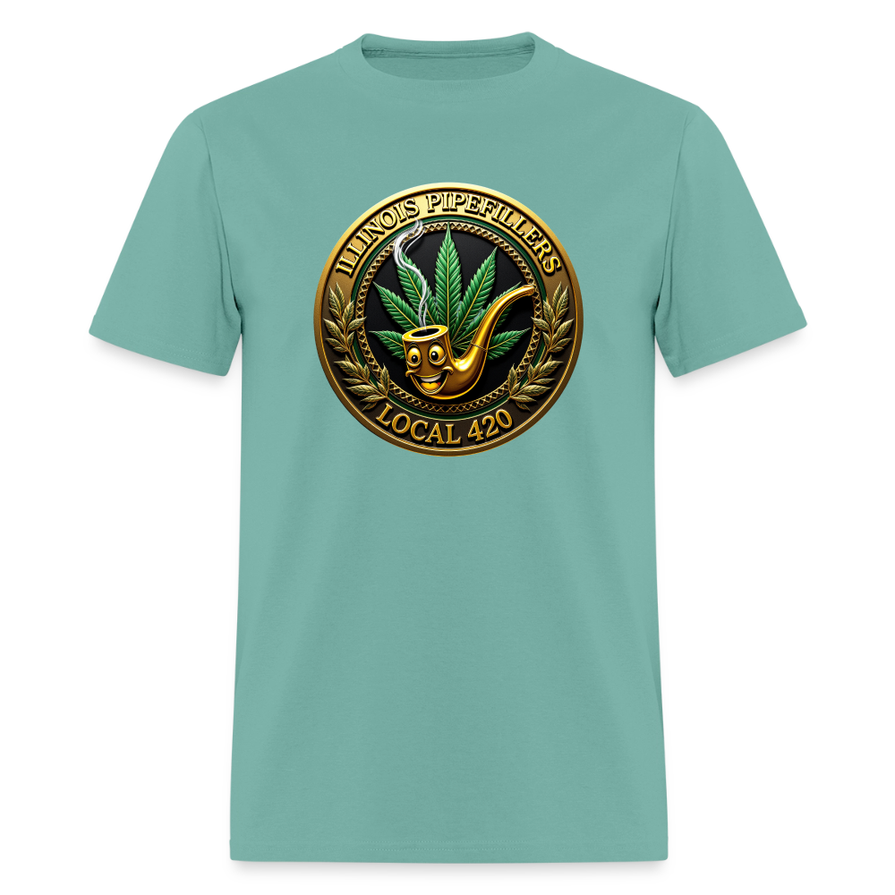 ILLINOIS PIPEFILLERS LOCAL 420 F/B EMBLEMS Men's T-Shirt - aquatic
