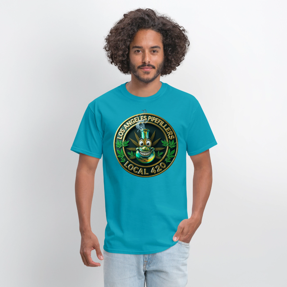 LOS ANGLES PIPEFILLERS LOCAL 420 Men's T-Shirt - turquoise