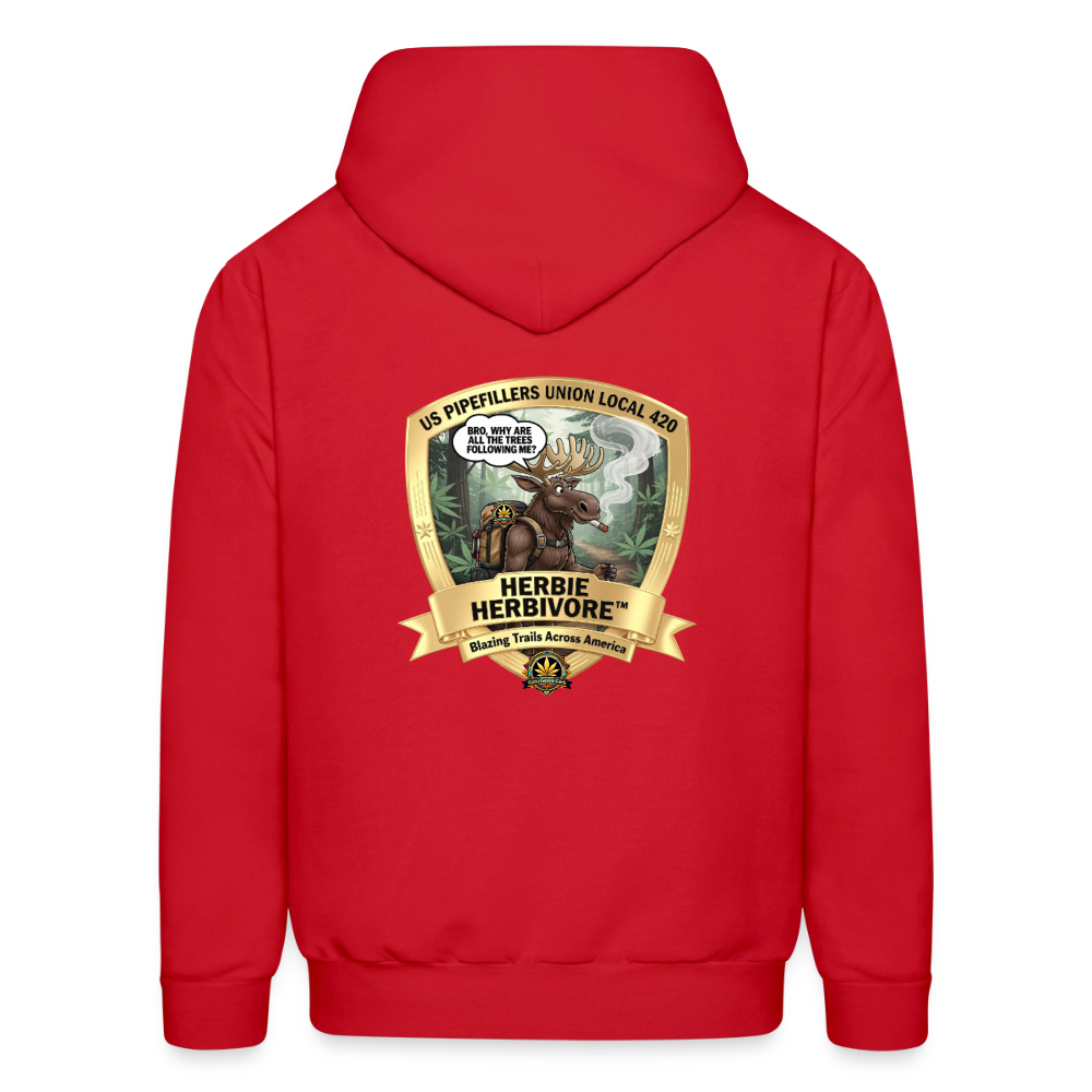 NEW ENGLAND PIPEFILLERS LOCAL 420 HERBIE HERBIVORE F/B EMBLEMS Men's Hoodie - red