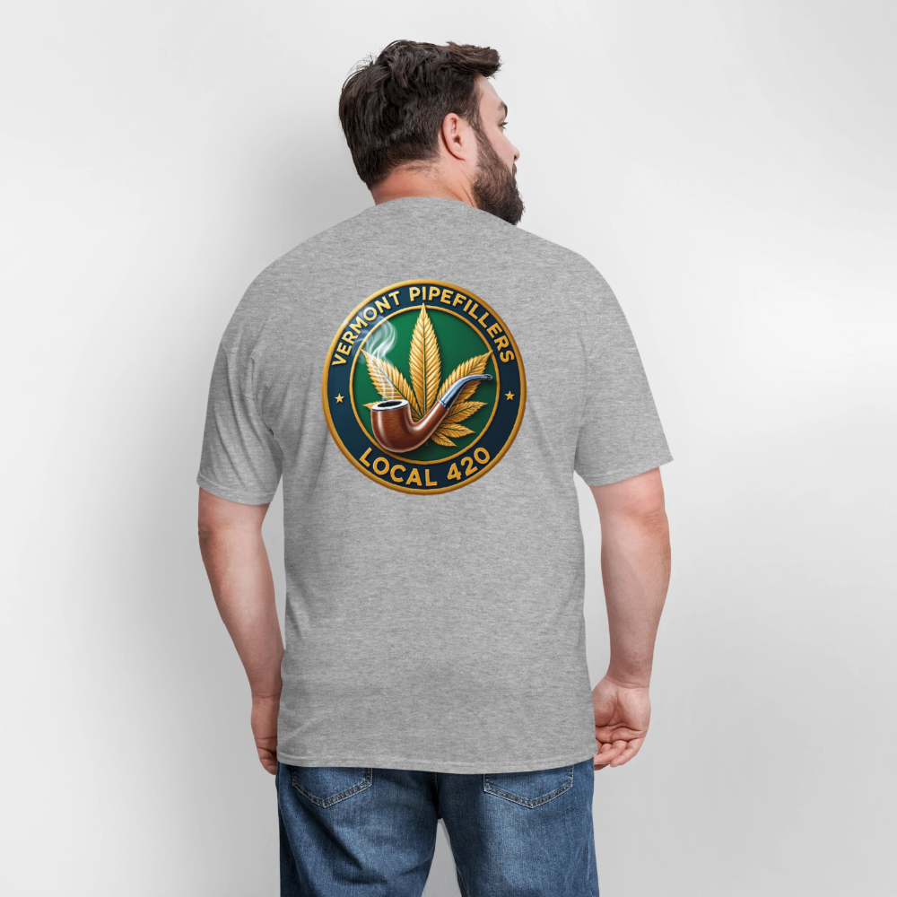 VERMONT PIPEFILLERS LOCAL 420 2 EMBLEM Men's T-Shirt - heather gray