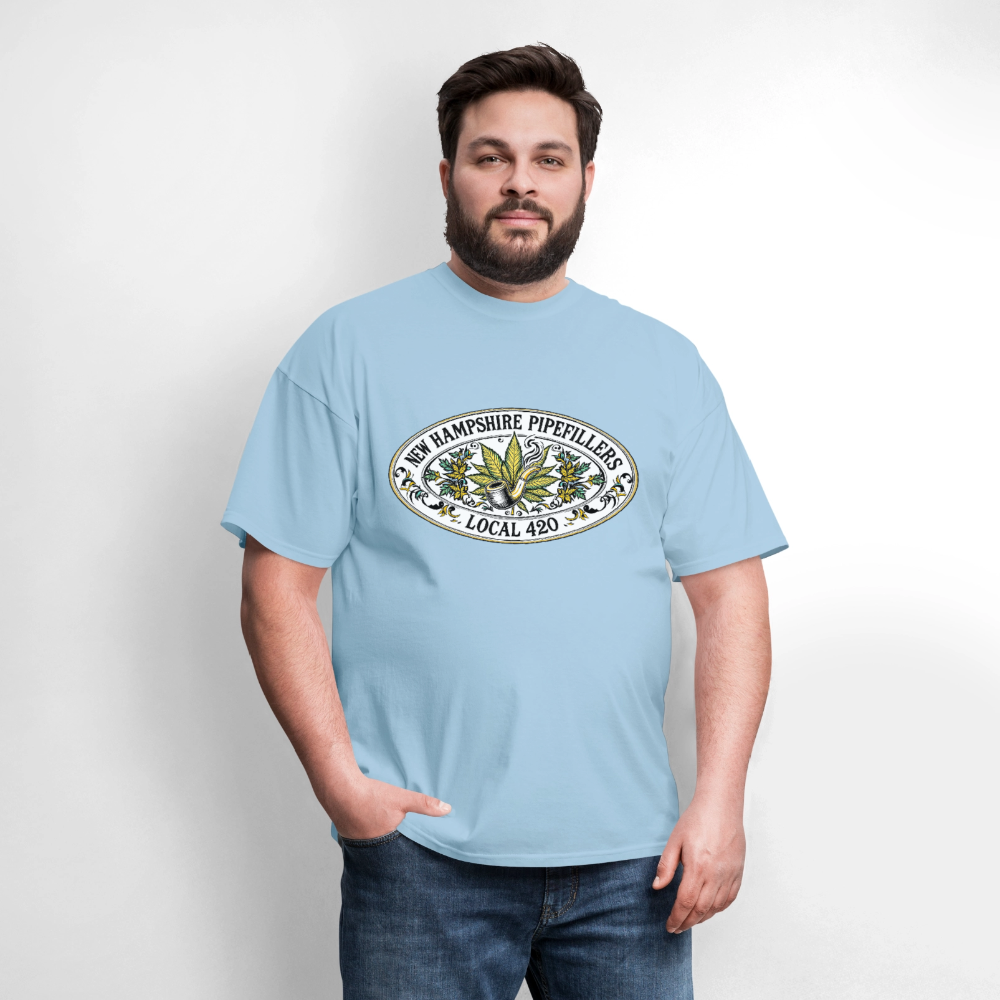 NEW HAMPSHIRE PIPEFILLERS LOCAL 420 2 EMBLEM Men's T-Shirt - powder blue