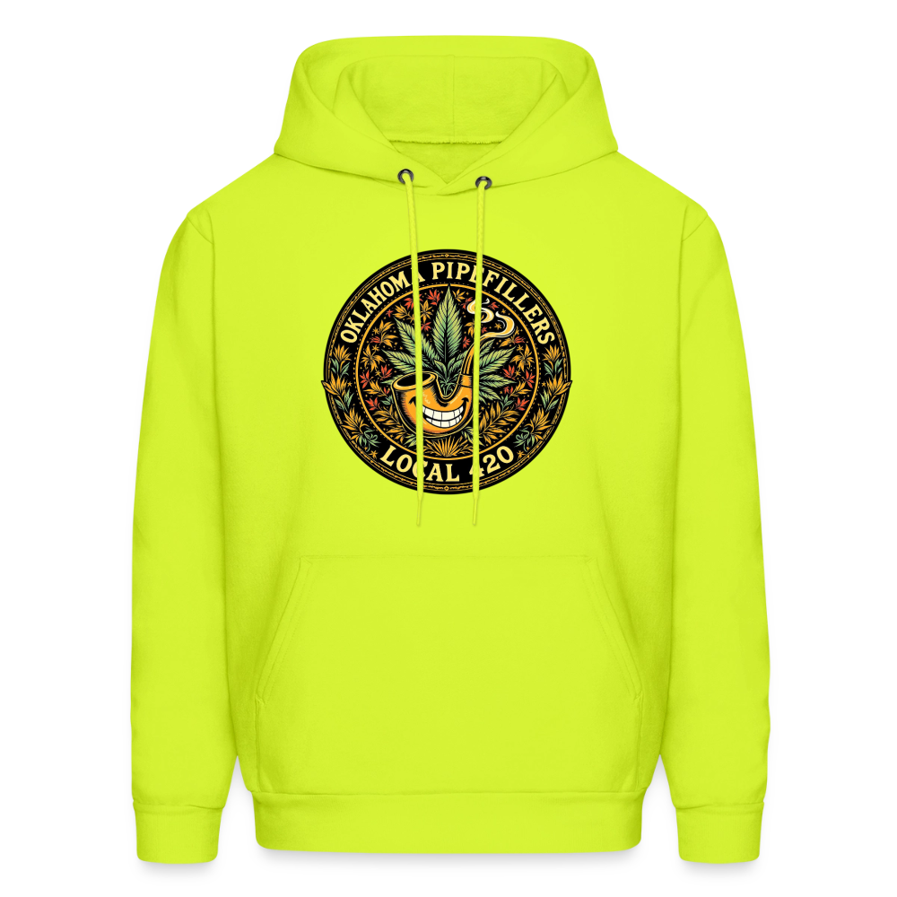 OKLAHOMA PIPEFILLERS LOCAL 420  Men's Hoodie - safety green