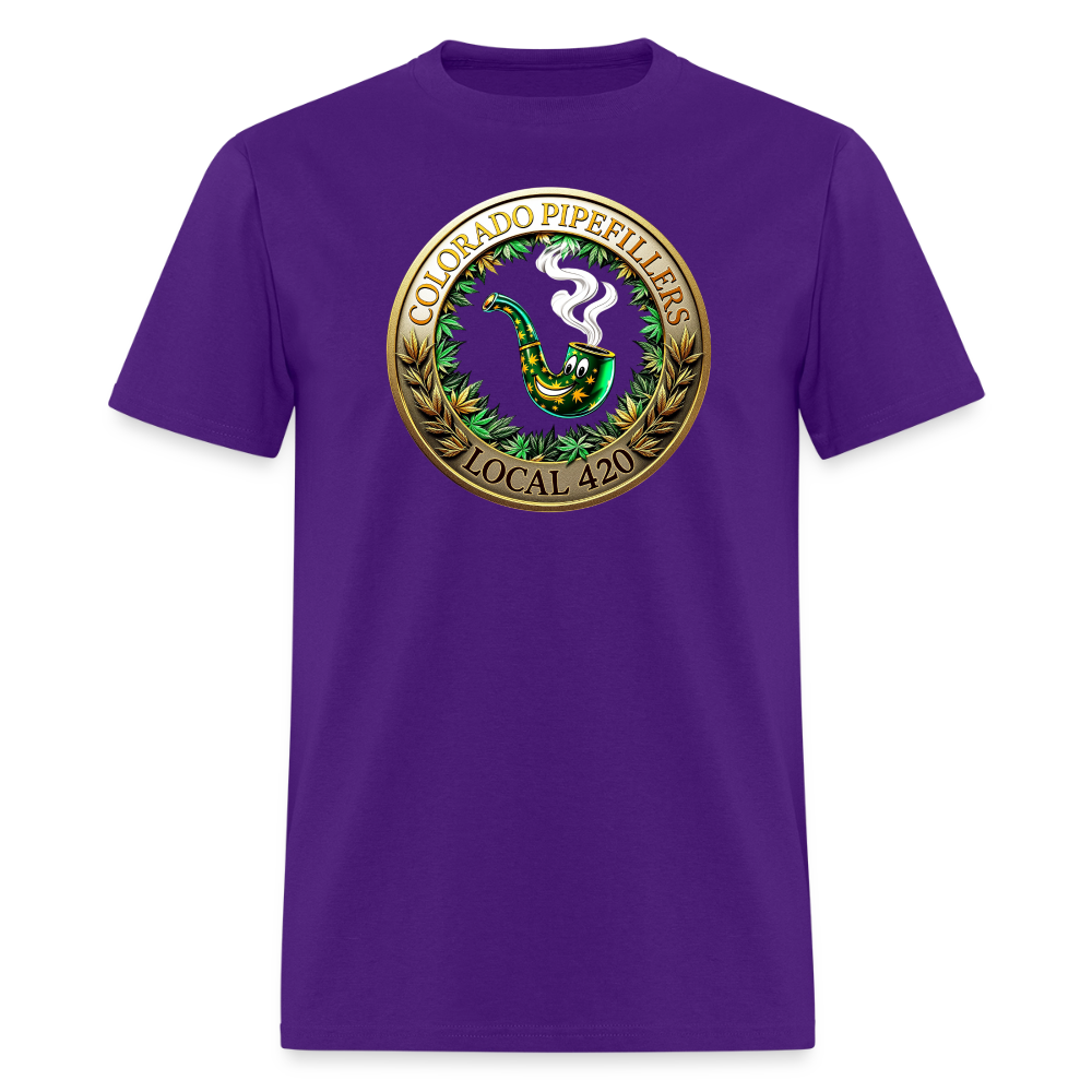 COLORADO PIPEFILLERS LOCAL 420 F/B EMBLEMS Men's T-Shirt - purple