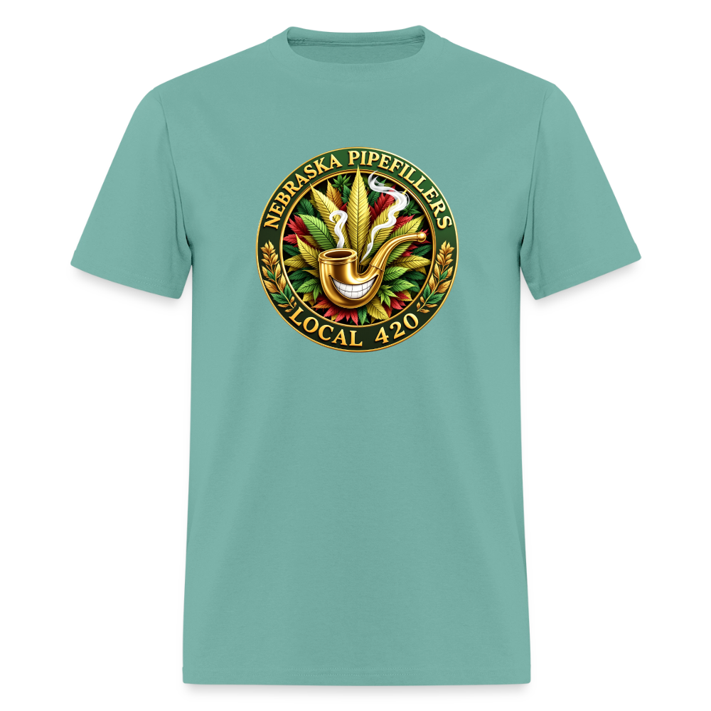 NEBRASKA PIPEFILLERS LOCAL 420 F/B DESIGNS Men's T-Shirt - aquatic