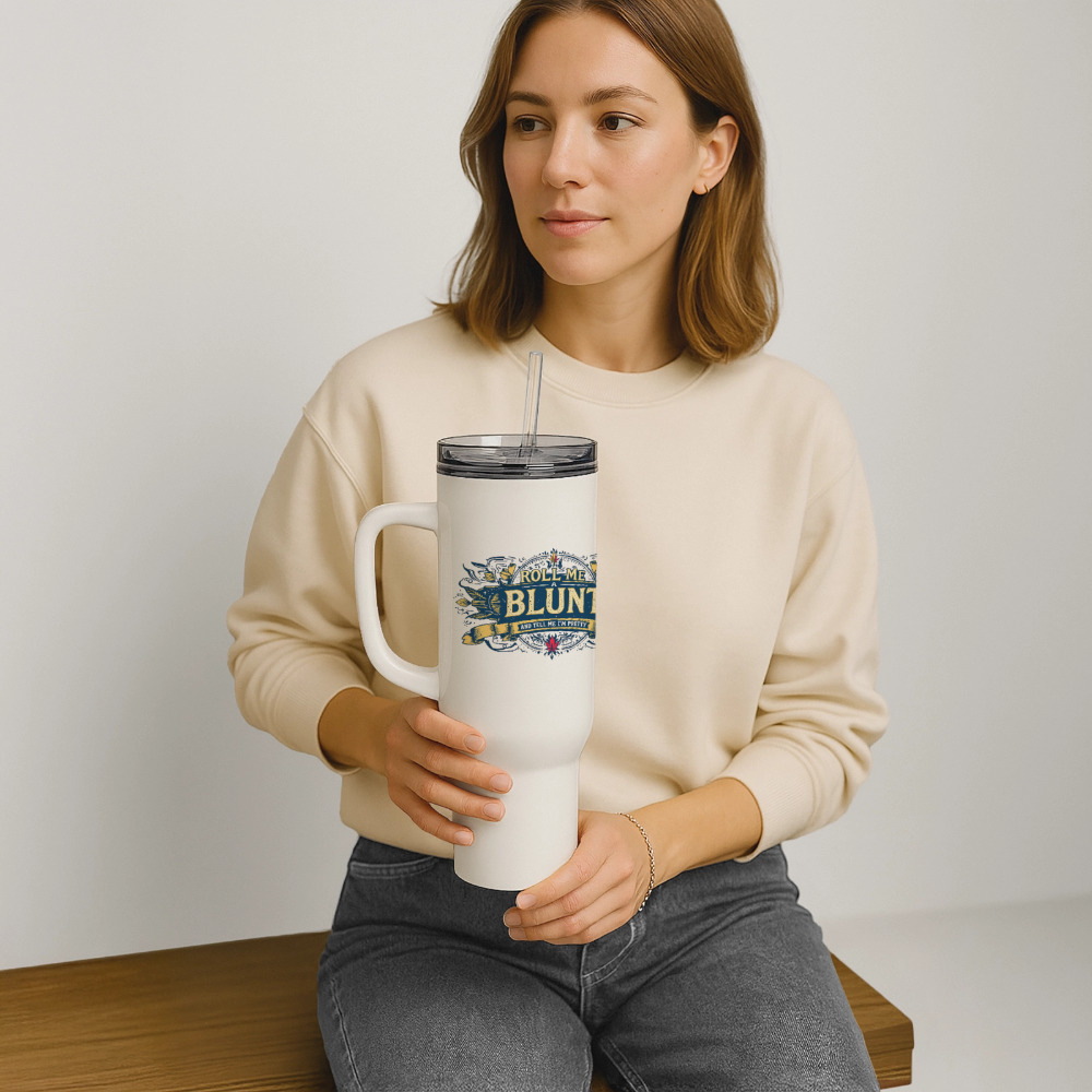 ROLL ME A BLUNT 40oz Stainless Seel Travel Tumbler - white
