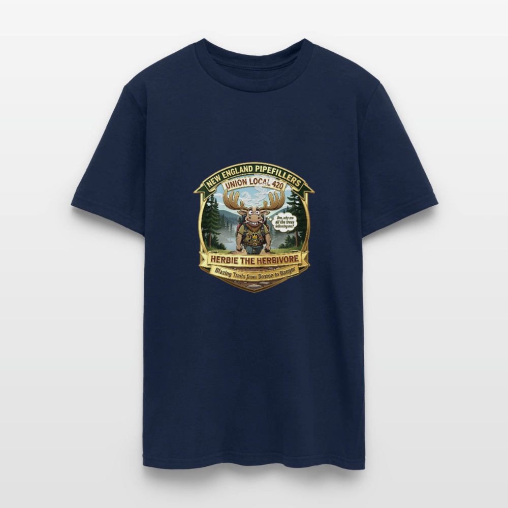 NEW ENGLAND PIPEFILLERS UNION LOCAL 420 "HERBIE THE HERBIVORE" Men's T-Shirt - navy