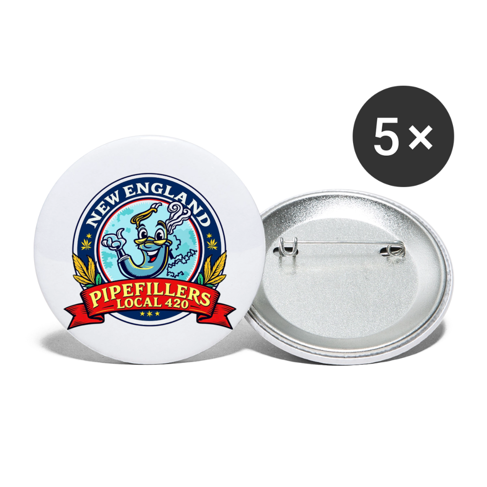 NEW ENGLAND PIPEFILLERS LOCAL 420 Union Buttons small 1'' (5-pack) - white