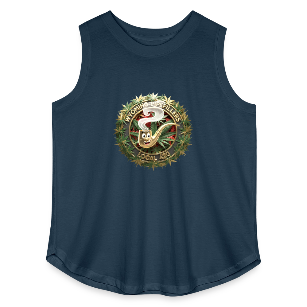 WYOMING PIPEFILLERS LOCAL 420 Women's Curvy Relaxed Tank Top - denim