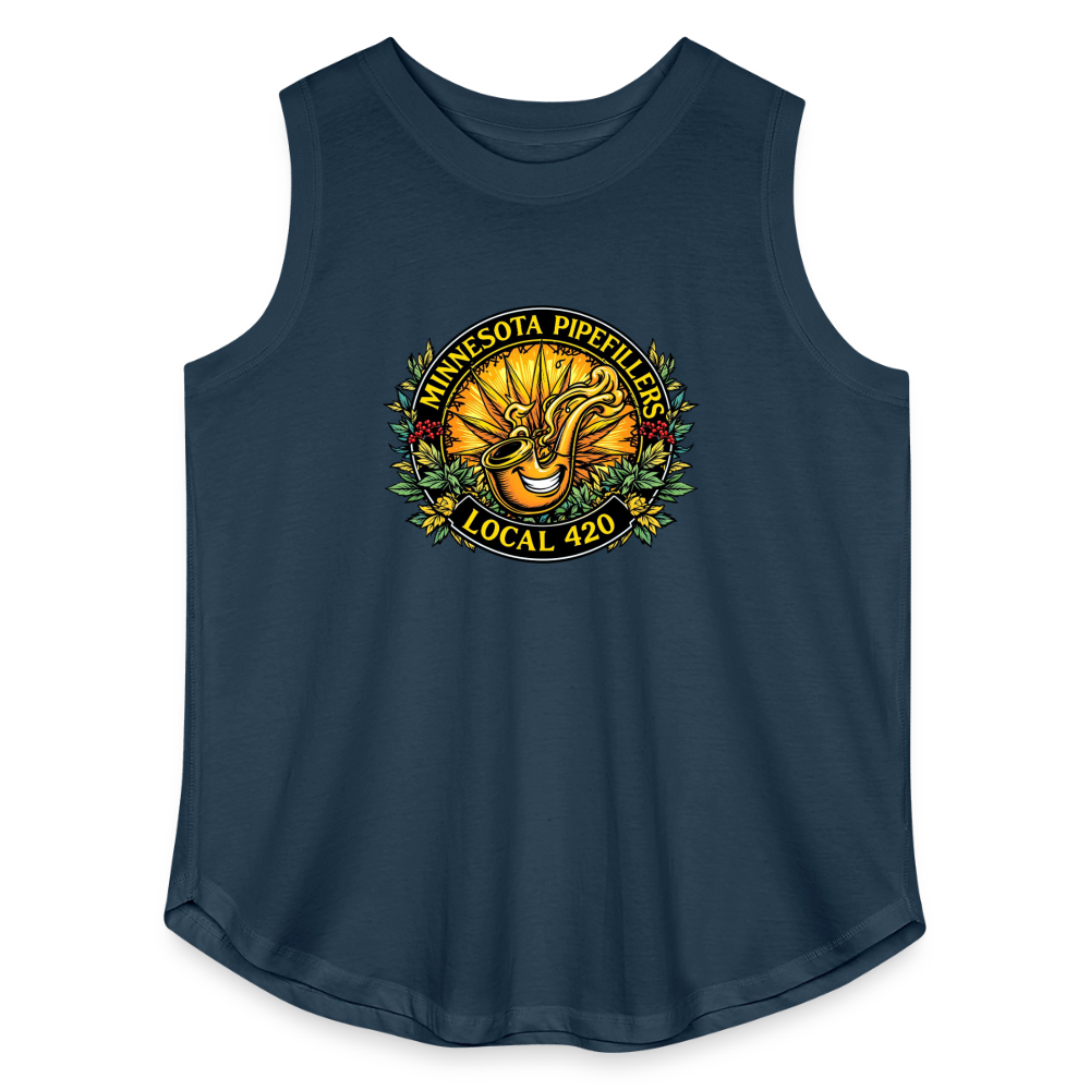 MICHIGAN PIPEFILLERS LOCAL 420 F/B DESIGN Women's Curvy Relaxed Tank Top - denim