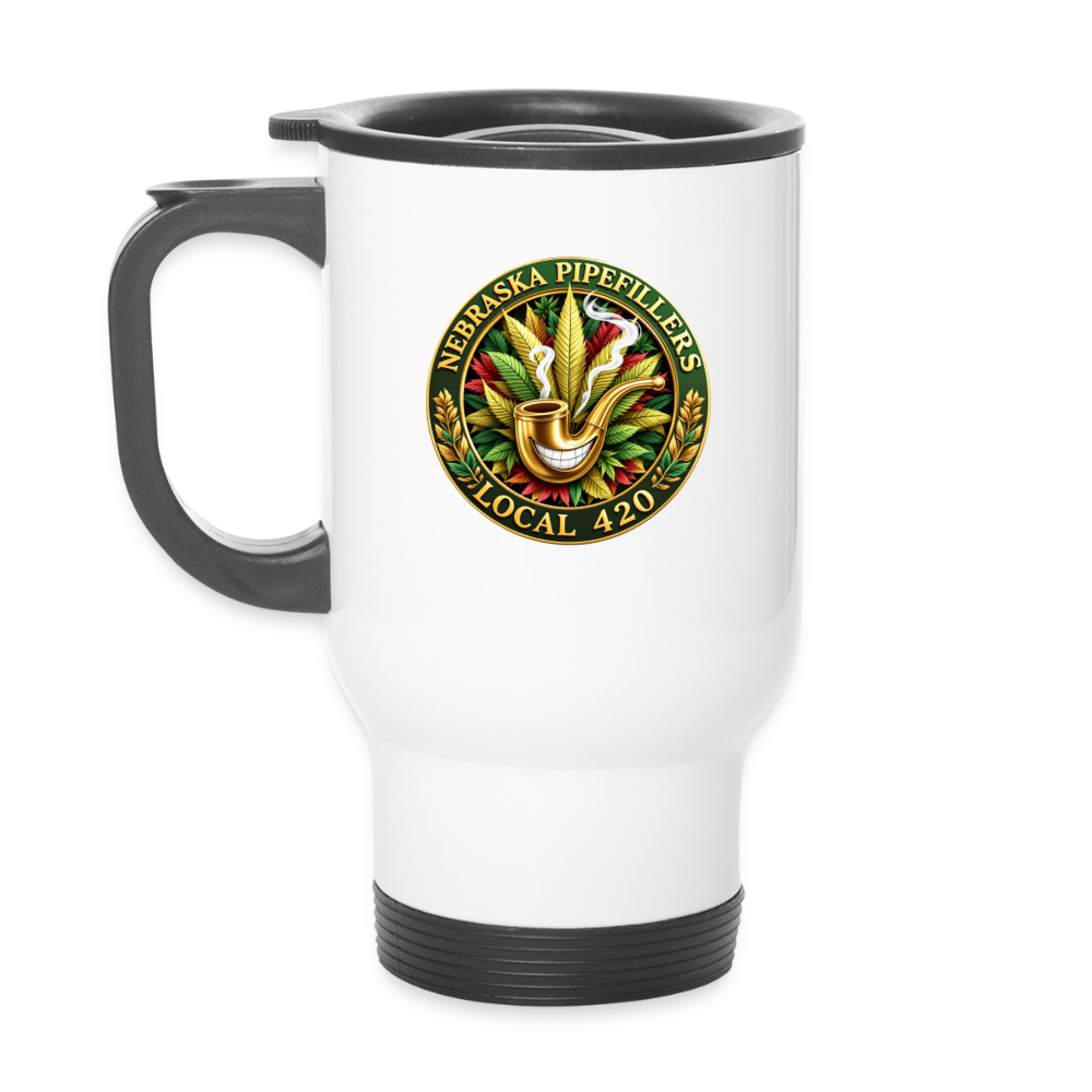 NEBRASKA PIPEFILLERS LOCAL 420 Travel Mug 14oz Stainless Steel Travel Tumbler Mug - white