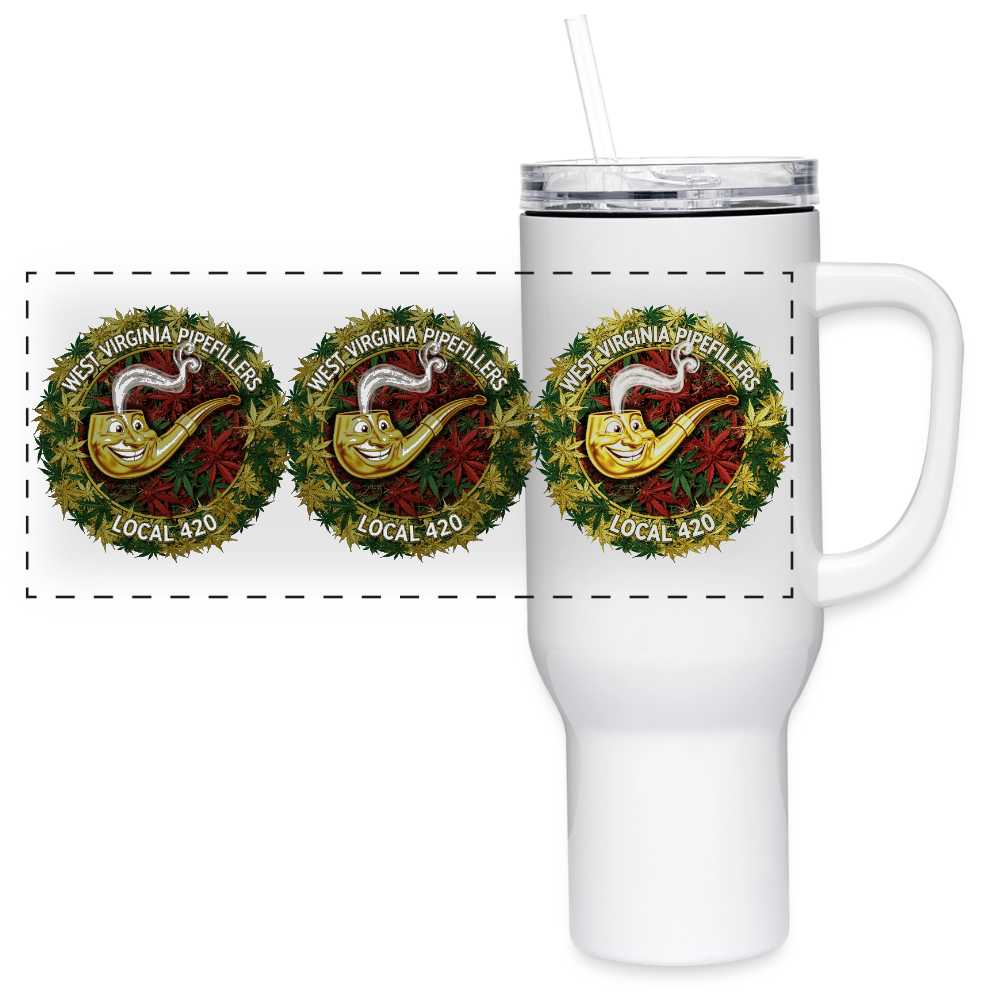 WEST VIRGINIA PIPIEFILLERS LOCAL 420 40oz Stainless Steel Travel Tumbler - white