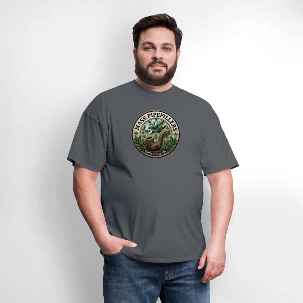 MASS PIPEFILLERS LOCAL 420 2 EMBLEM Men's T-Shirt - charcoal