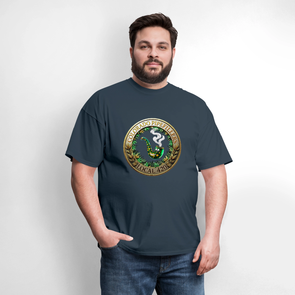 COLORADO PIPEFILLERS LOCAL 420 F/B EMBLEMS Men's T-Shirt -  blue dusk