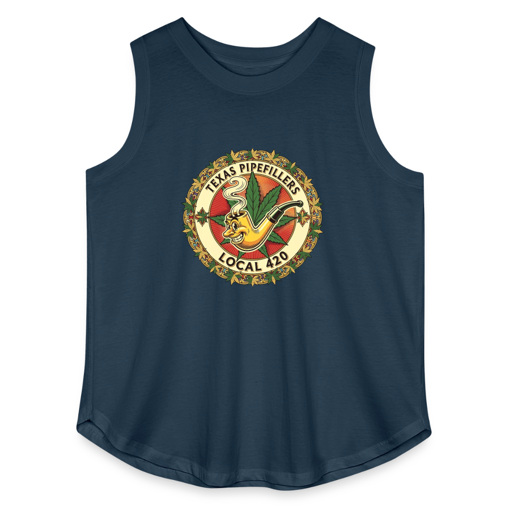 TEXAS PIPEFILLERS LOCAL 420 F/B DESIGN Women's Curvy Relaxed Tank Top - denim