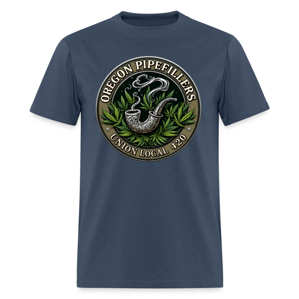OREGON PIPEFILLERS LOCAL 420 2 EMBLEM Men's T-Shirt -  blue dusk