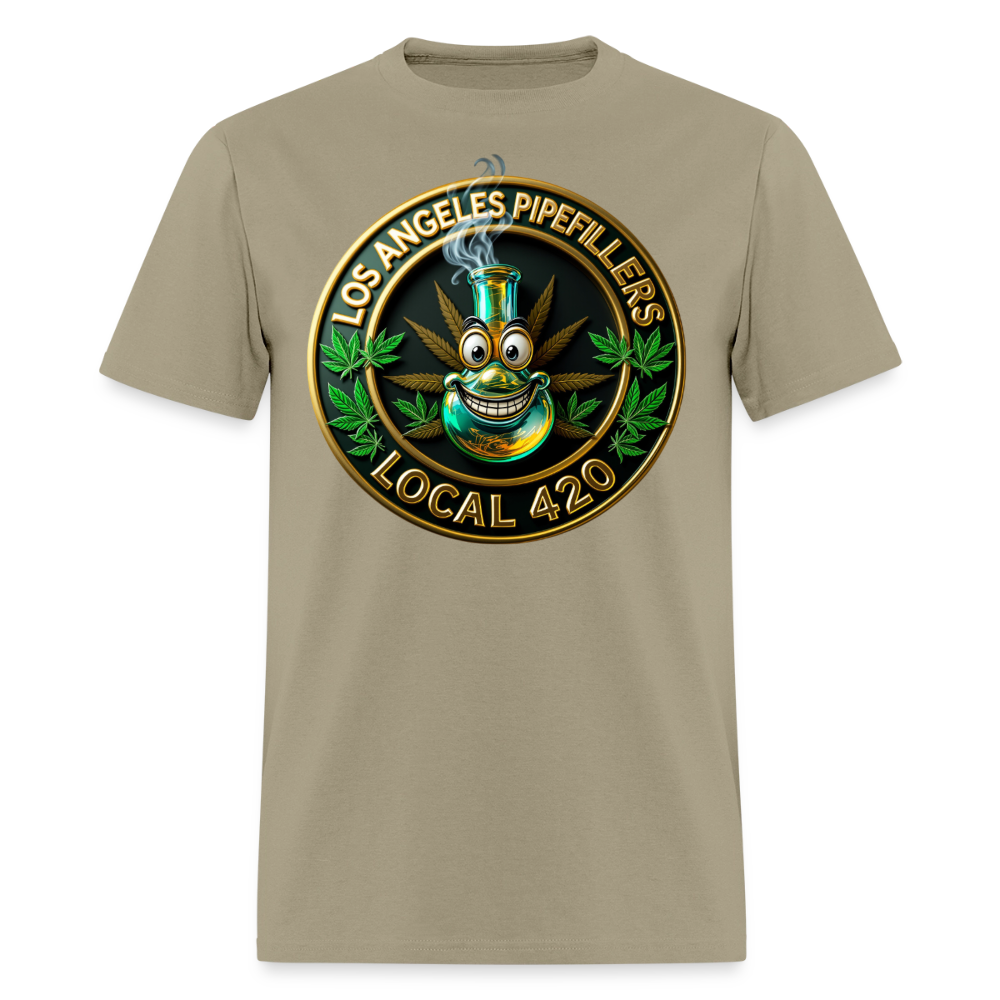 LOS ANGLES PIPEFILLERS LOCAL 420 Men's T-Shirt - khaki