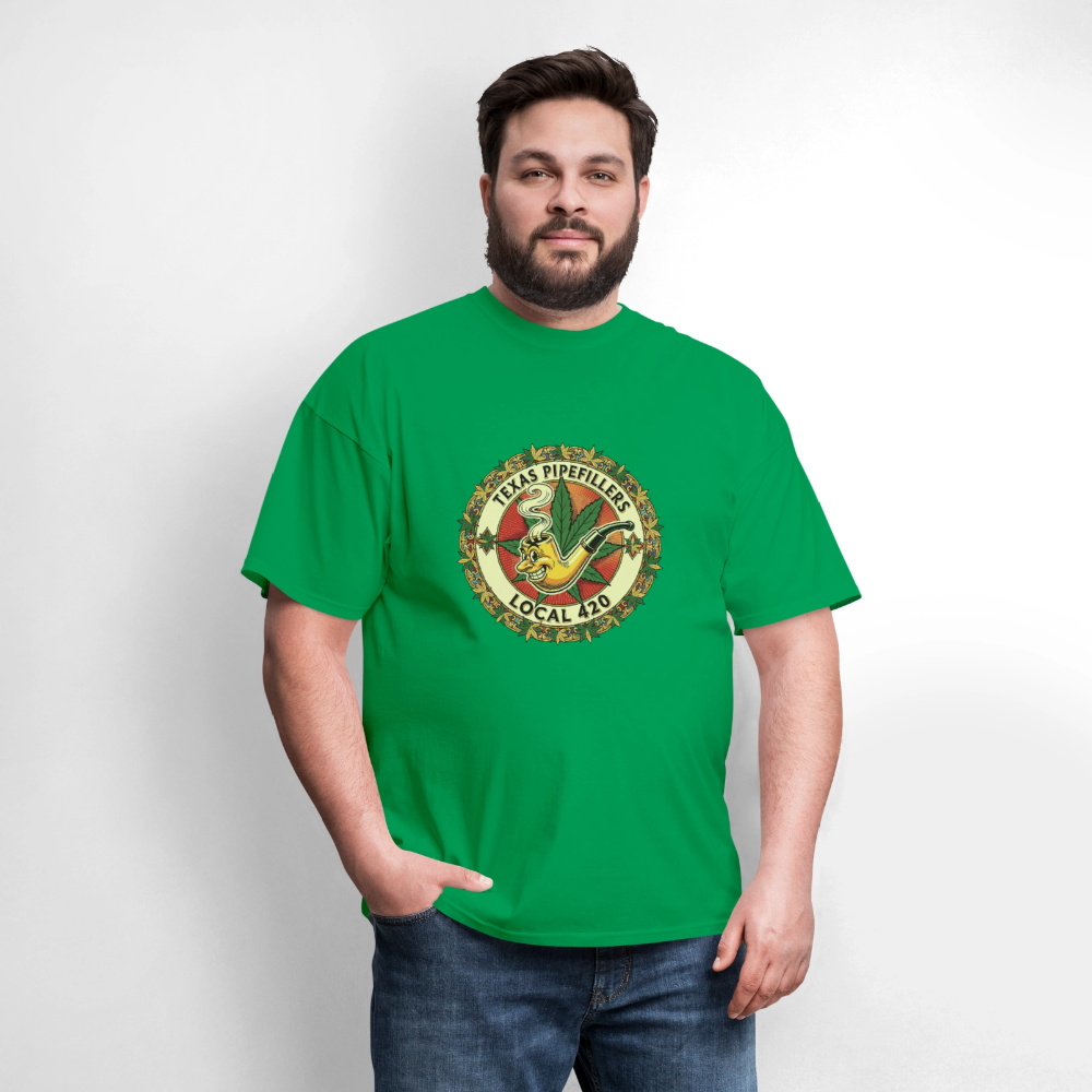 TEXAS PIPEFILLERS LOCAL 420 F/B DESIGN Men's T-Shirt - bright green