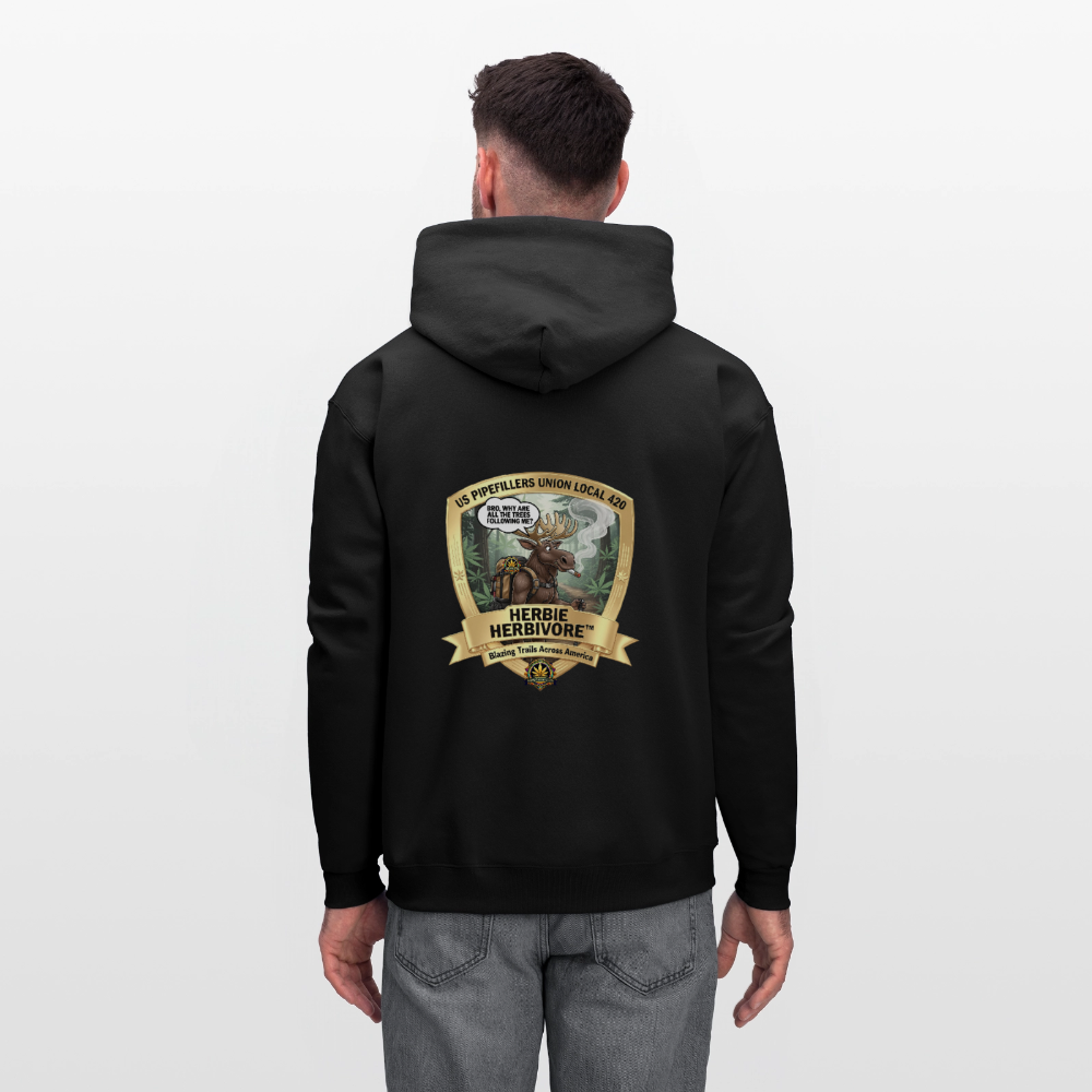 NEW ENGLAND PIPEFILLERS LOCAL 420 HERBIE HERBIVORE F/B EMBLEMS Men's Hoodie - black
