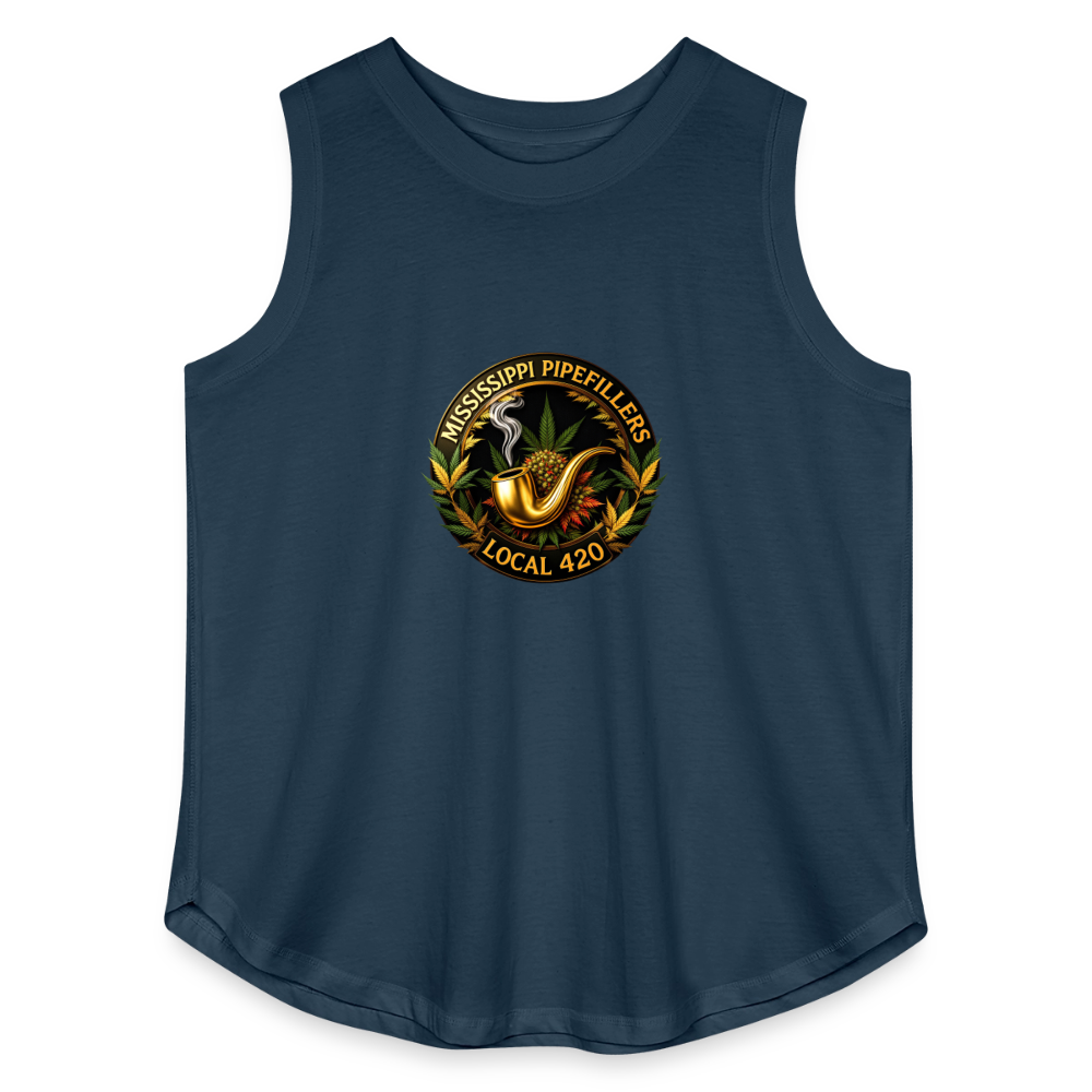 MISSISSIPPI PIPEFILLERS LOCAL 420 Women's Curvy Relaxed Tank Top - denim