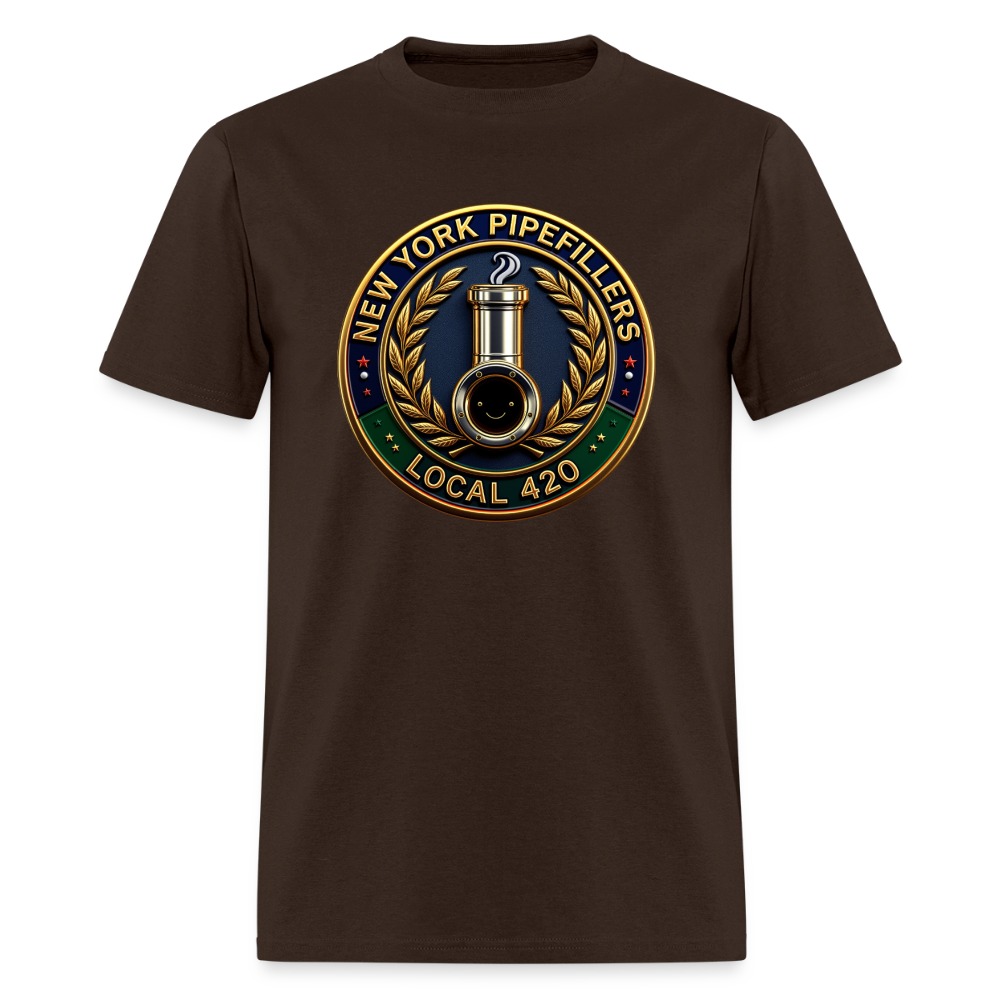NEW YORK PIPEFILLERS LOCAL 420 F/B DESIGNS Men's T-Shirt - brown