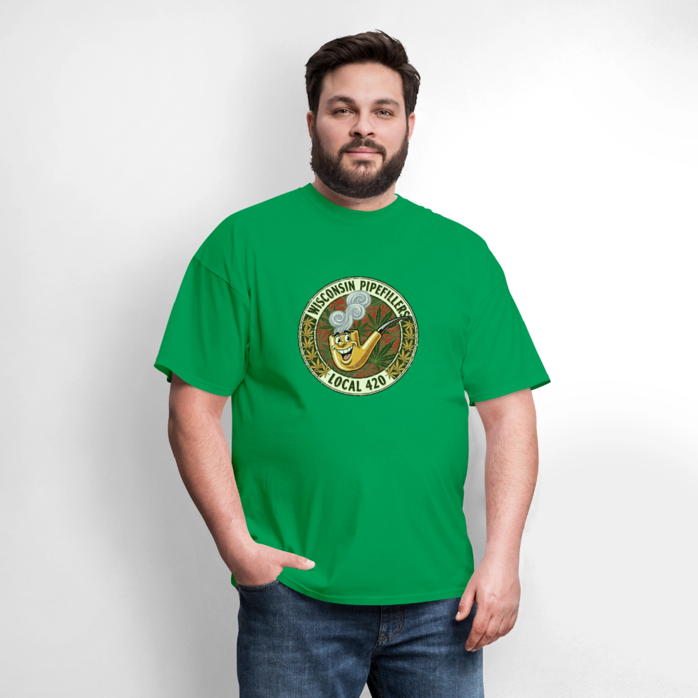 WISCONSIN PIPEFILLERS LOCL 420 Men's T-Shirt - bright green