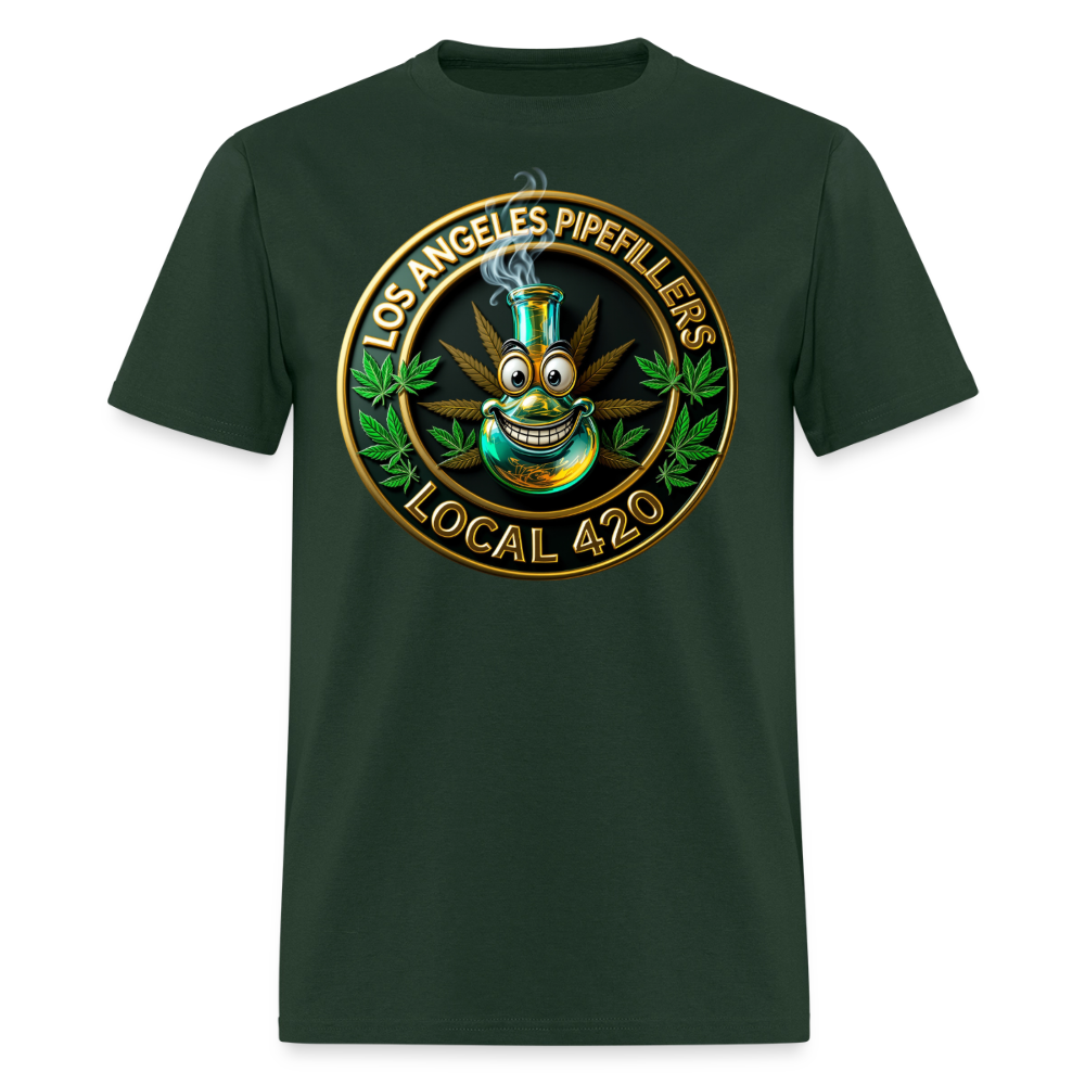 LOS ANGELES PIPEFILLERS LOCAL 420 F/B DESIGNS Men's T-Shirt - forest green