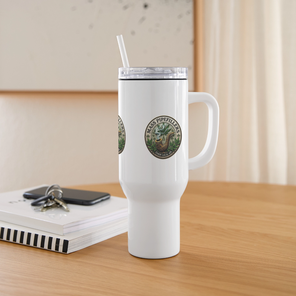 MASS PIPEFILLERS LOCAL 420 3 EMBLEM 40oz Travel Tumbler - white